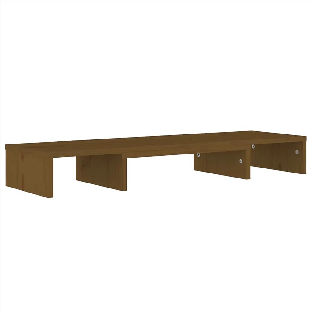 Monitor Stand Honey Brown 80x24x10.5 Cm Solid Wood Pine 3 Monitor Stand Honey Brown 80x24x10.5 Cm Solid Wood Pine - Image 3