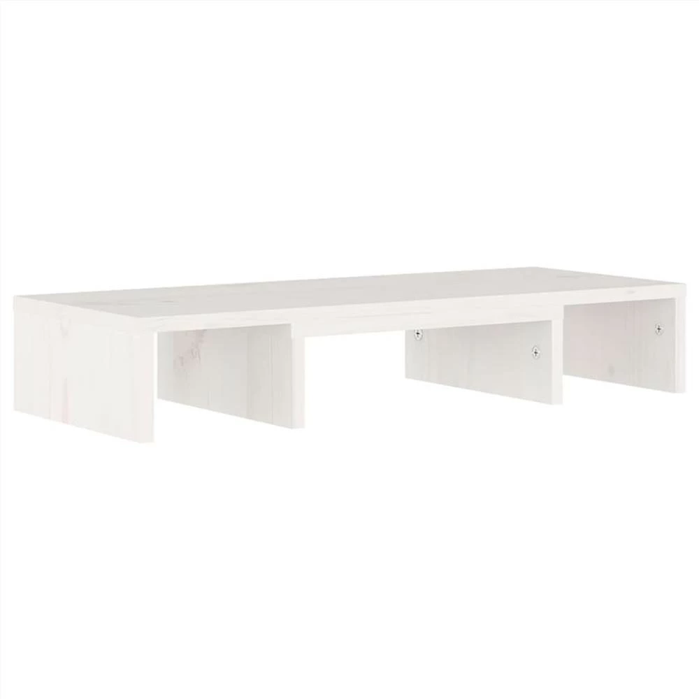 Monitor Stand White 60x24x10.5 Cm Solid Wood Pine 3 Monitor Stand White 60x24x10.5 Cm Solid Wood Pine - Image 3