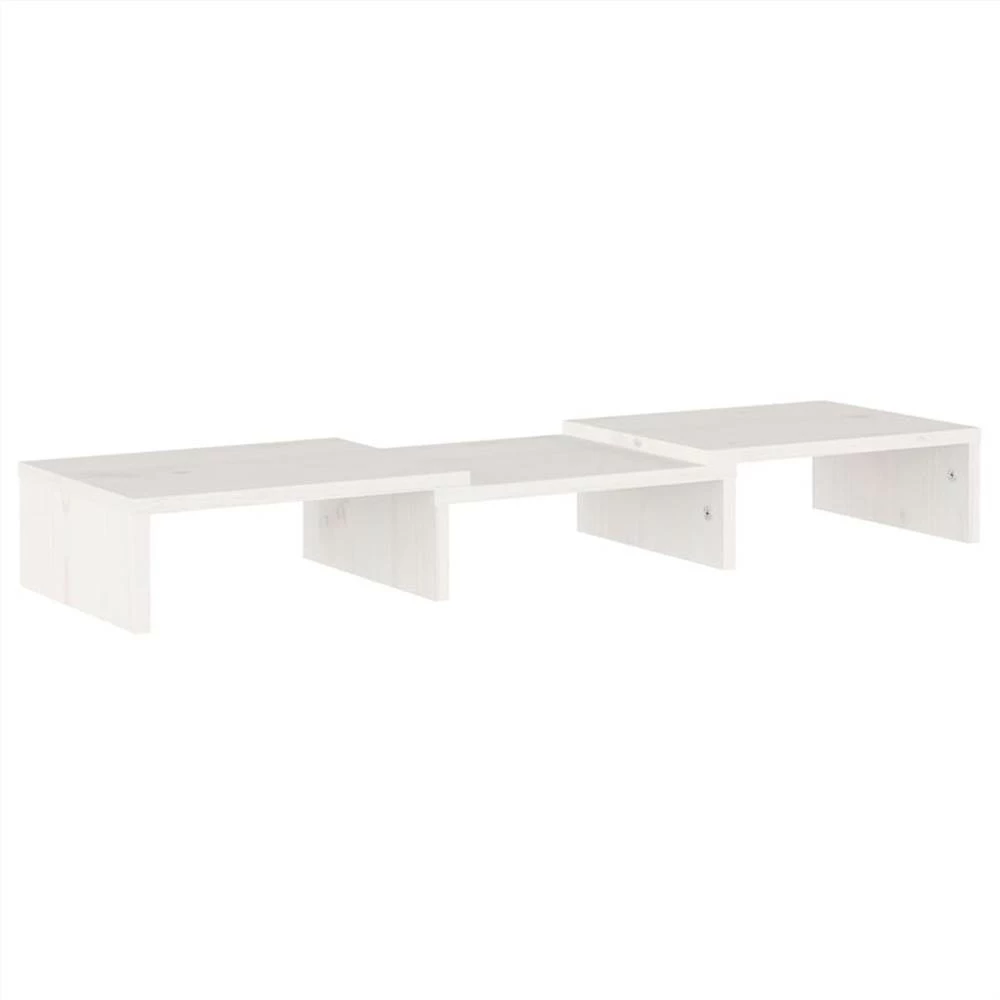 Monitor Stand White 60x24x10.5 Cm Solid Wood Pine 4 Monitor Stand White 60x24x10.5 Cm Solid Wood Pine - Image 4