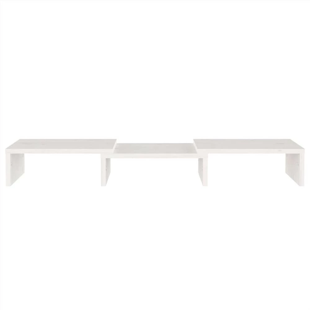 Monitor Stand White 60x24x10.5 Cm Solid Wood Pine 5 Monitor Stand White 60x24x10.5 Cm Solid Wood Pine - Image 5