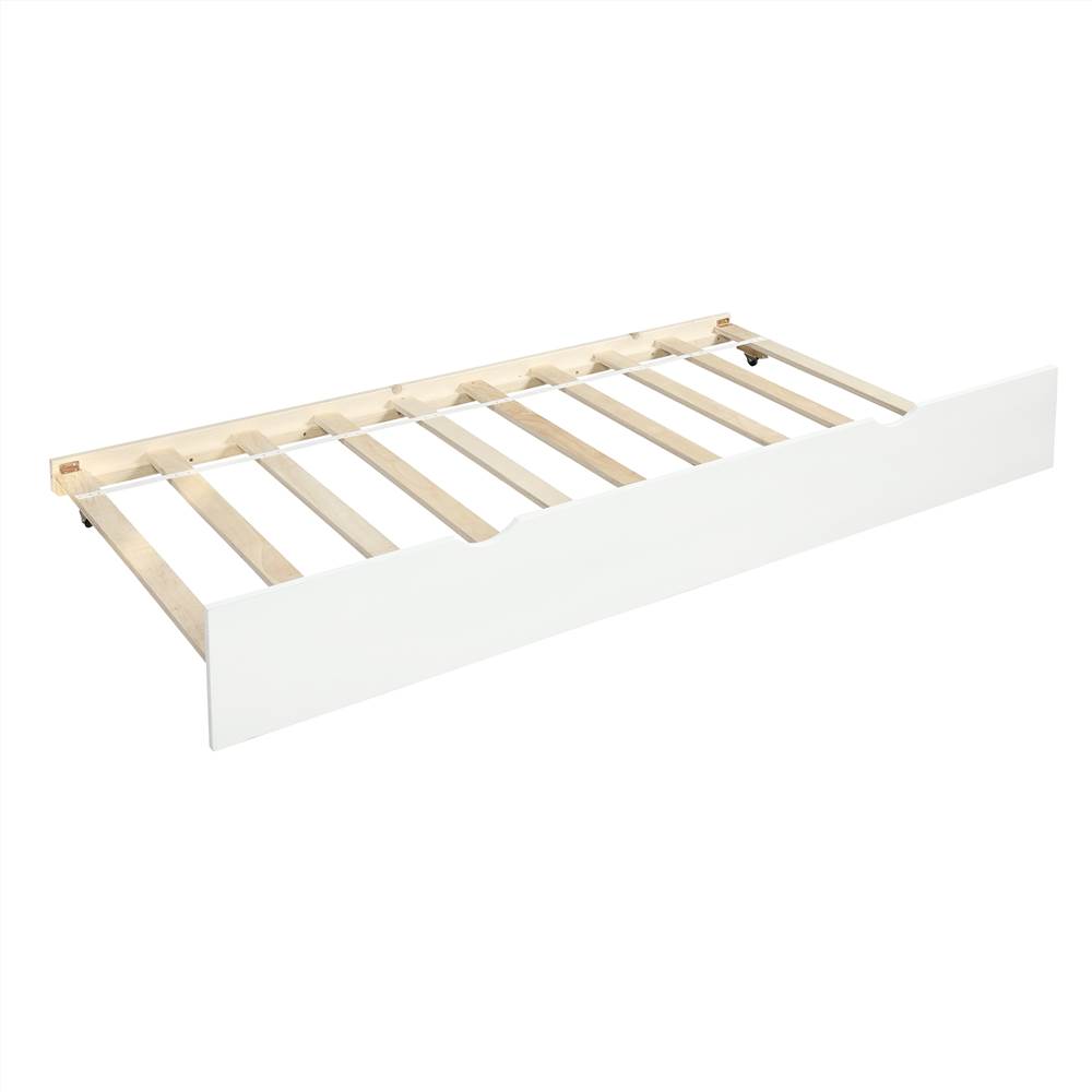 Twin Size Wooden Daybed with Trundle Bed and Wooden Slats Support, No Need for Spring Box, for Living Room, Bedroom, Office, Apartment - White Twin Size Wooden Daybed With Trundle Bed And Wooden Slats Support, No Need For Spring Box, For Living Room, Bedroom, Office, Apartment - White -NEWTRAL Sales Shop Not allowed to sell to Walmart Daybed with Trundle Frame Set Twin Size White 459224 5