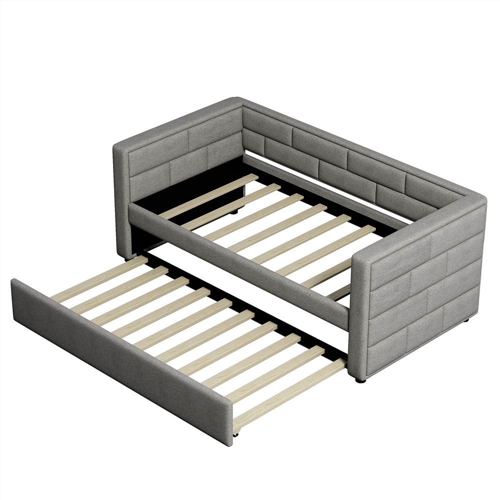 Twin Size Upholstered Daybed Frame with Trundle Bed and Wooden Slats Support, No Need for Spring Box, for Living Room, Bedroom, Office, Apartment - Gray Twin Size Upholstered Daybed Frame With Trundle Bed And Wooden Slats Support, No Need For Spring Box, For Living Room, Bedroom, Office, Apartment - Gray -NEWTRAL Sales Shop Not allowed to sell to Walmart Twin Size Daybed with Trundle Upholstered Daybed with Padded Back Gray New expected to arrive on February 26 459276 5