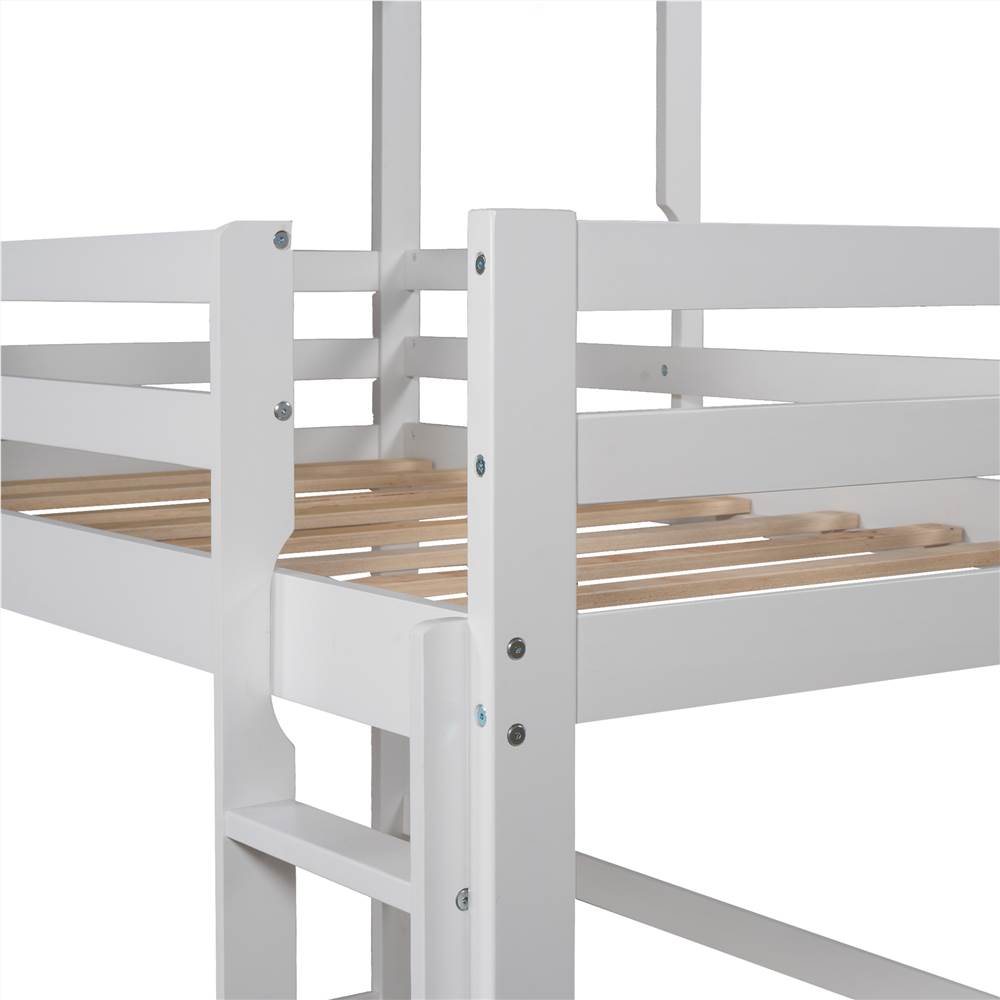 Twin Size Wooden Loft Bed Frame with Roof and Wooden Slats Support, Space-saving Design, No Need for Spring Box - Gray + White Twin Size Wooden Loft Bed Frame With Roof And Wooden Slats Support, Space-saving Design, No Need For Spring Box - Gray + White -NEWTRAL Sales Shop Not allowed to sell to Walmart Twin Size Loft Bed with Roof House Bed Gray and White New expected to arrive on February 22 459215 1