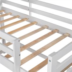 Twin Size Wooden Loft Bed Frame With Roof And Wooden Slats Support, Space-saving Design, No Need For Spring Box - Gray + White 3 Twin Size Wooden Loft Bed Frame With Roof And Wooden Slats Support, Space-saving Design, No Need For Spring Box - Gray + White -NEWTRAL Sales Shop Not allowed to sell to Walmart Twin Size Loft Bed with Roof House Bed Gray and White New expected to arrive on February 22 459215 3