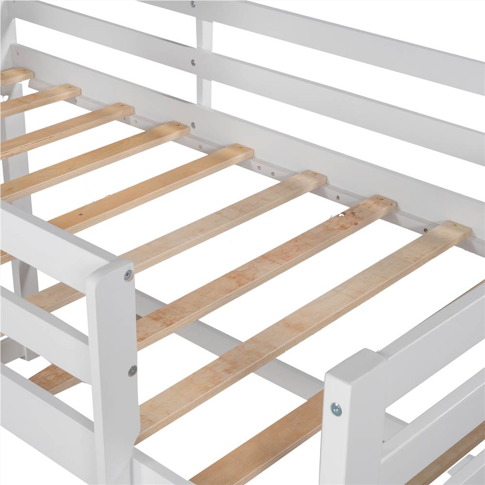 Twin Size Wooden Loft Bed Frame with Roof and Wooden Slats Support, Space-saving Design, No Need for Spring Box - Gray + White Twin Size Wooden Loft Bed Frame With Roof And Wooden Slats Support, Space-saving Design, No Need For Spring Box - Gray + White -NEWTRAL Sales Shop Not allowed to sell to Walmart Twin Size Loft Bed with Roof House Bed Gray and White New expected to arrive on February 22 459215 3