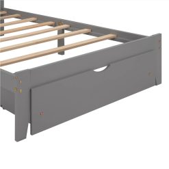 Twin Size Wooden Platform Bed Frame With 2 Storage Drawers - Gray -NEWTRAL Sales Shop Not allowed to sell to Walmart Twin Size Platform Bed with Drawer Gray New 458907 4