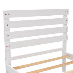 Twin Size Wooden Platform Bed Frame With 2 Storage Drawers - White 4 Twin Size Wooden Platform Bed Frame With 2 Storage Drawers - White -NEWTRAL Sales Shop Not allowed to sell to Walmart Twin Size Platform Bed with Drawer White New 458909 4