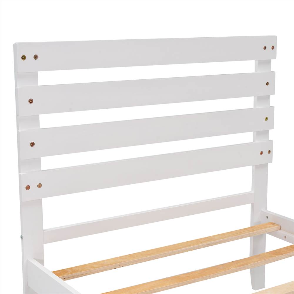 Twin Size Wooden Platform Bed Frame with 2 Storage Drawers - White Twin Size Wooden Platform Bed Frame With 2 Storage Drawers - White -NEWTRAL Sales Shop Not allowed to sell to Walmart Twin Size Platform Bed with Drawer White New 458909 4