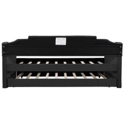 Twin Size Polyester Daybed Frame With Trundle Bed And Wooden Slats Support, No Need For Spring Box, For Living Room, Bedroom, Office, Apartment - Gray -NEWTRAL Sales Shop Not allowed to sell to Walmart Upholstered Twin Daybed with Trundle Gray New 459265 2