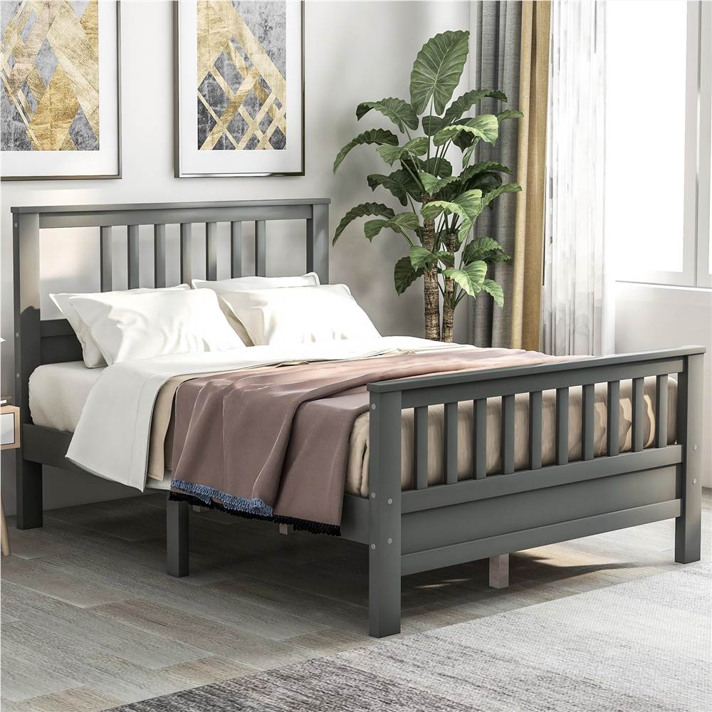 Full Size Wooden Platform Bed Frame with Headboard, Footboard, and Wooden Slats Support, No Spring Box Required (Frame Only) - Gray Full Size Wooden Platform Bed Frame With Headboard, Footboard, And Wooden Slats Support, No Spring Box Required (Frame Only) - Gray -NEWTRAL Sales Shop Not allowed to sell to Walmart Wood platform bed with headboard and footboard full gray 459325 0