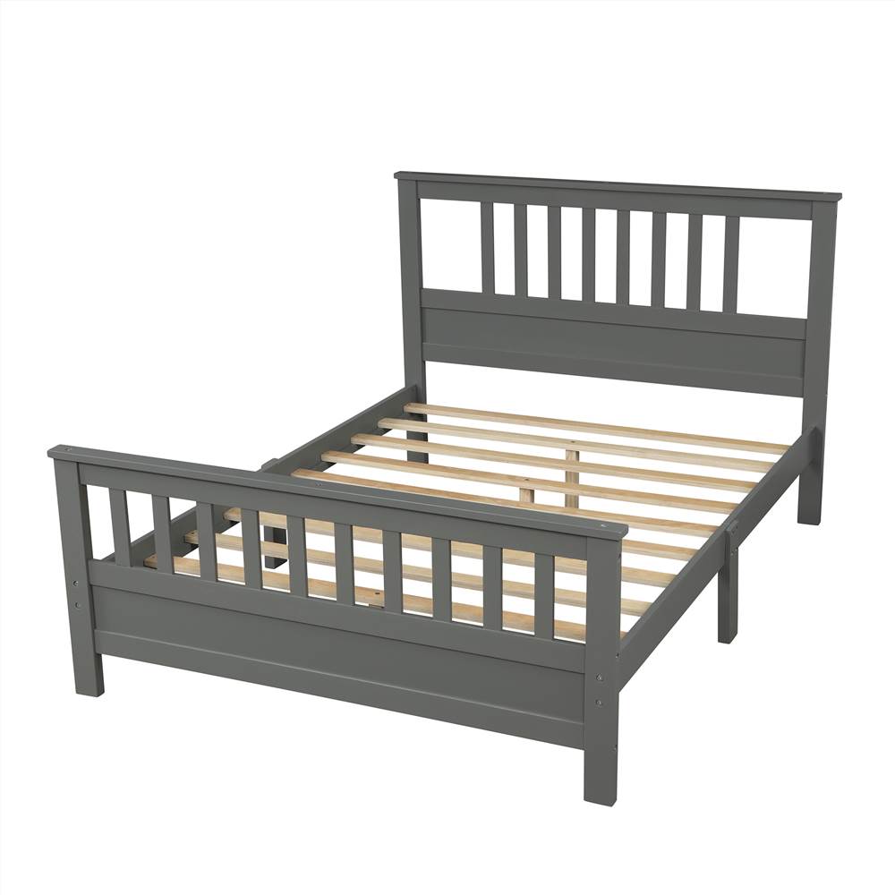 Full Size Wooden Platform Bed Frame with Headboard, Footboard, and Wooden Slats Support, No Spring Box Required (Frame Only) - Gray Full Size Wooden Platform Bed Frame With Headboard, Footboard, And Wooden Slats Support, No Spring Box Required (Frame Only) - Gray -NEWTRAL Sales Shop Not allowed to sell to Walmart Wood platform bed with headboard and footboard full gray 459325 2