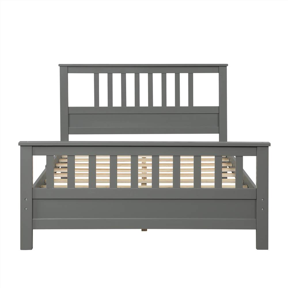 Full Size Wooden Platform Bed Frame with Headboard, Footboard, and Wooden Slats Support, No Spring Box Required (Frame Only) - Gray Full Size Wooden Platform Bed Frame With Headboard, Footboard, And Wooden Slats Support, No Spring Box Required (Frame Only) - Gray -NEWTRAL Sales Shop Not allowed to sell to Walmart Wood platform bed with headboard and footboard full gray 459325 3