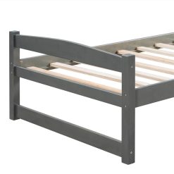 Twin-Size Wooden Platform Bed Frame With Trundle Bed, Suitable For Small Space Apartment, Room - Gray -NEWTRAL Sales Shop Not allowed to sell to Walmart Wooden Daybed with Trundle Twin Size Captain s Bed Gray New 458931 5