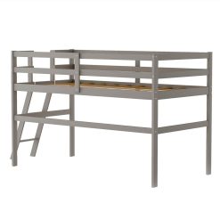 Twin-Size Loft Bed Frame With Ladder, And Wooden Slats Support, For Kids, Teens, Boys, Girls (Frame Only) - Gray 2 Twin-Size Loft Bed Frame With Ladder, And Wooden Slats Support, For Kids, Teens, Boys, Girls (Frame Only) - Gray -NEWTRAL Sales Shop Not allowed to sell to Walmart Wooden Twin Size Low Loft Bed with Ladder Gray New 469050 1