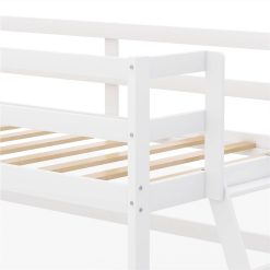Twin-Size Loft Bed Frame With Ladder, And Wooden Slats Support, For Kids, Teens, Boys, Girls (Frame Only) - White -NEWTRAL Sales Shop Not allowed to sell to Walmart Wooden Twin Size Low Loft Bed with Ladder White New 469051 3