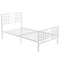 Twin-Size Metal Platform Bed Frame With Headboard And Steel Slats Support, No Box Spring Needed (Only Frame) - White -NEWTRAL Sales Shop Not nbsp allowed nbsp to nbsp sell nbsp to nbsp Walmart Black Metal Bed Frame Twin Size with Headboard and Footboard Single Platform Mattress Base Metal Tube and Iron Art Bed Twin 460826 2