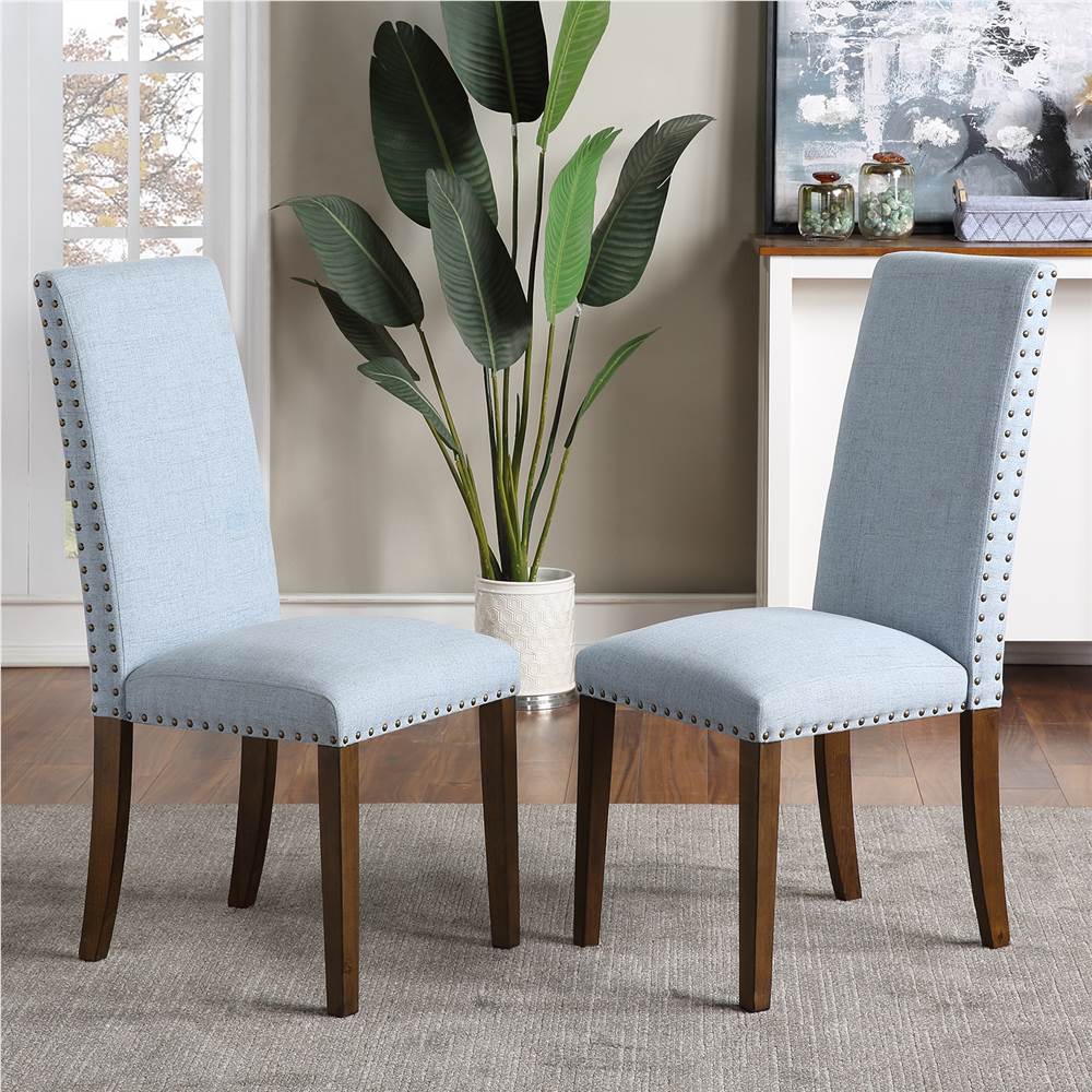 Orisfur Linen Upholstered Chair Set of 2, with Copper Nails and Solid Wood Legs for Dining Room, Living Room, Bedroom, Office - Blue Orisfur Linen Upholstered Chair Set Of 2, With Copper Nails And Solid Wood Legs For Dining Room, Living Room, Bedroom, Office - Blue -NEWTRAL Sales Shop Orisfur Upholstered Dining Chairs Dining Chairs Set of 2 Fabric Dining Chairs with Copper Nails and Solid Wood Legs 457393 0