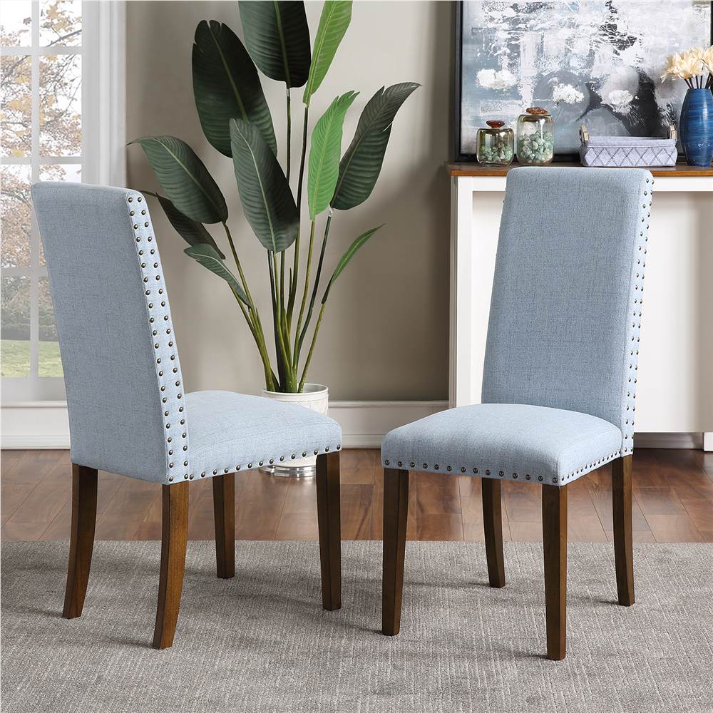 Orisfur Linen Upholstered Chair Set of 2, with Copper Nails and Solid Wood Legs for Dining Room, Living Room, Bedroom, Office - Blue Orisfur Linen Upholstered Chair Set Of 2, With Copper Nails And Solid Wood Legs For Dining Room, Living Room, Bedroom, Office - Blue -NEWTRAL Sales Shop Orisfur Upholstered Dining Chairs Dining Chairs Set of 2 Fabric Dining Chairs with Copper Nails and Solid Wood Legs 457393 2