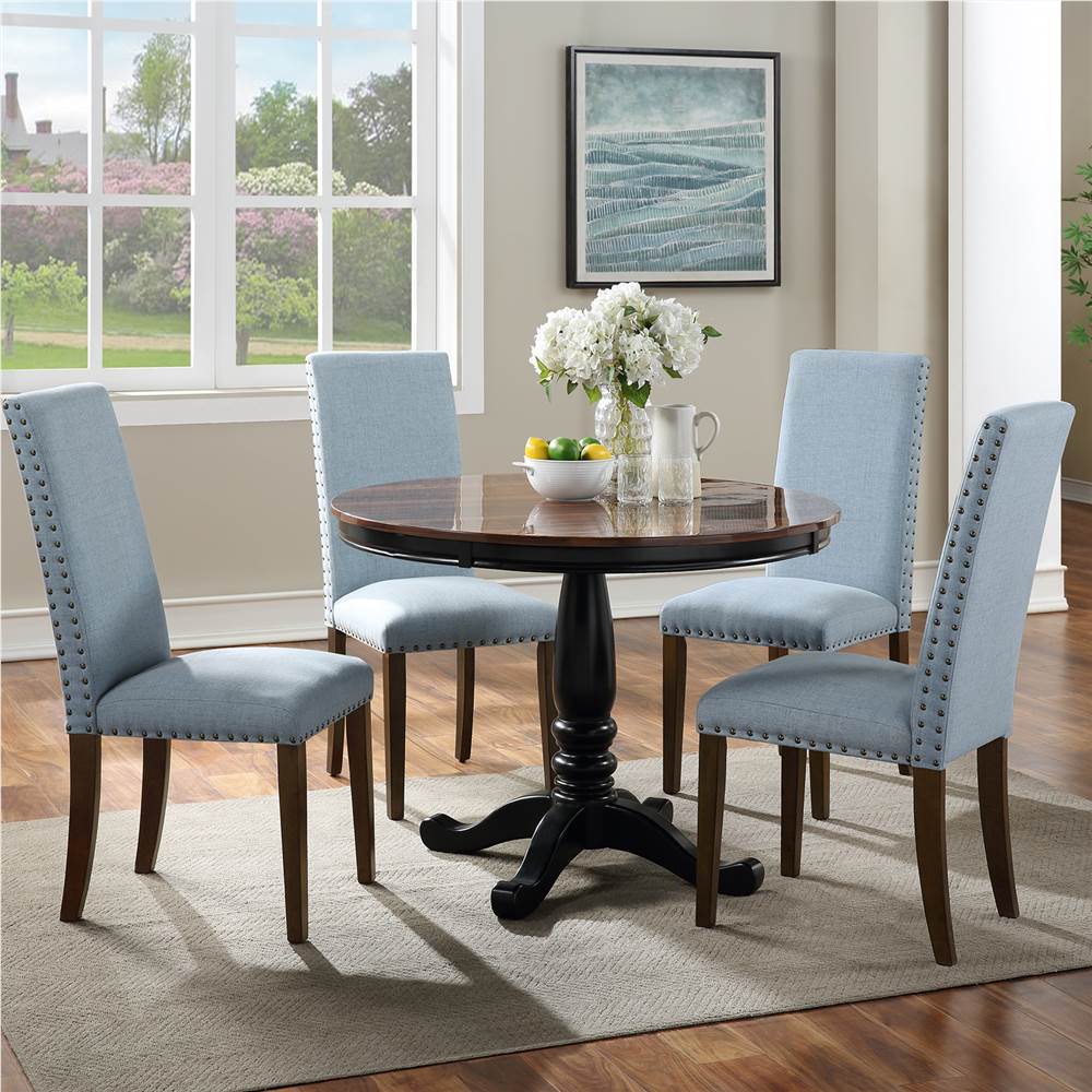 Orisfur Linen Upholstered Chair Set of 2, with Copper Nails and Solid Wood Legs for Dining Room, Living Room, Bedroom, Office - Blue Orisfur Linen Upholstered Chair Set Of 2, With Copper Nails And Solid Wood Legs For Dining Room, Living Room, Bedroom, Office - Blue -NEWTRAL Sales Shop Orisfur Upholstered Dining Chairs Dining Chairs Set of 2 Fabric Dining Chairs with Copper Nails and Solid Wood Legs 457393 3