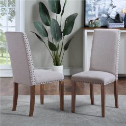 NEWTRAL Sales Shop -NEWTRAL Sales Shop Orisfur Upholstered Dining Chairs Dining Chairs Set of 2 Fabric Dining Chairs with Copper Nails and Solid Wood Legs 457399 1