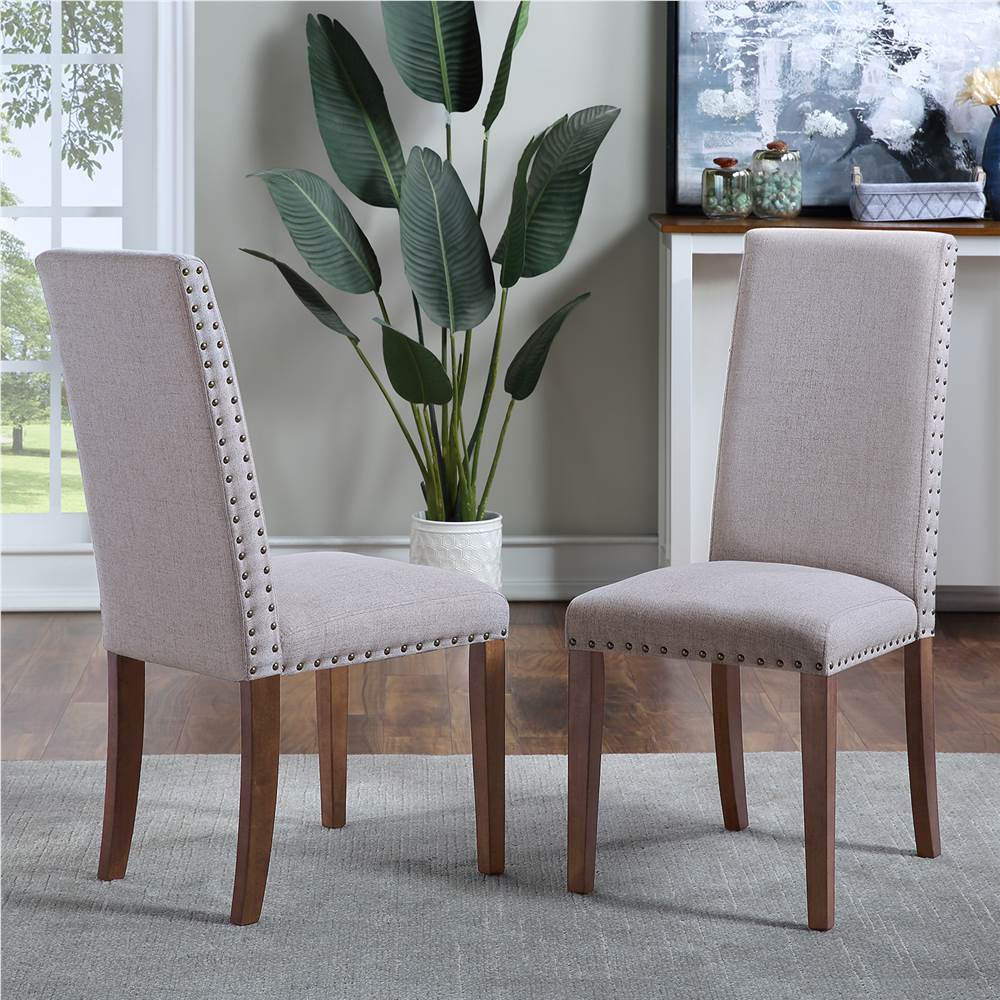 Orisfur Linen Upholstered Chair Set of 2, with Copper Nails and Solid Wood Legs for Dining Room, Living Room, Bedroom, Office - Gray Orisfur Linen Upholstered Chair Set Of 2, With Copper Nails And Solid Wood Legs For Dining Room, Living Room, Bedroom, Office - Gray -NEWTRAL Sales Shop Orisfur Upholstered Dining Chairs Dining Chairs Set of 2 Fabric Dining Chairs with Copper Nails and Solid Wood Legs 457399 1
