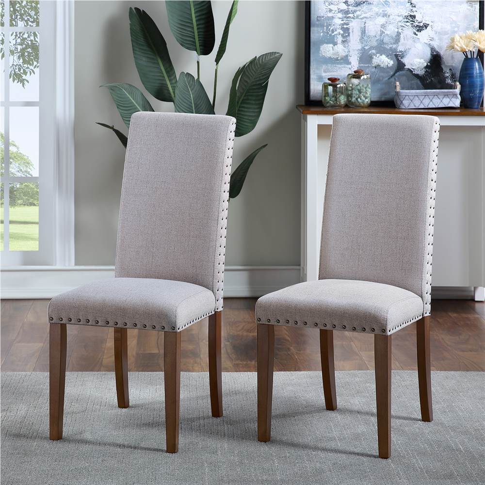 Orisfur Linen Upholstered Chair Set of 2, with Copper Nails and Solid Wood Legs for Dining Room, Living Room, Bedroom, Office - Gray Orisfur Linen Upholstered Chair Set Of 2, With Copper Nails And Solid Wood Legs For Dining Room, Living Room, Bedroom, Office - Gray -NEWTRAL Sales Shop Orisfur Upholstered Dining Chairs Dining Chairs Set of 2 Fabric Dining Chairs with Copper Nails and Solid Wood Legs 457399 2