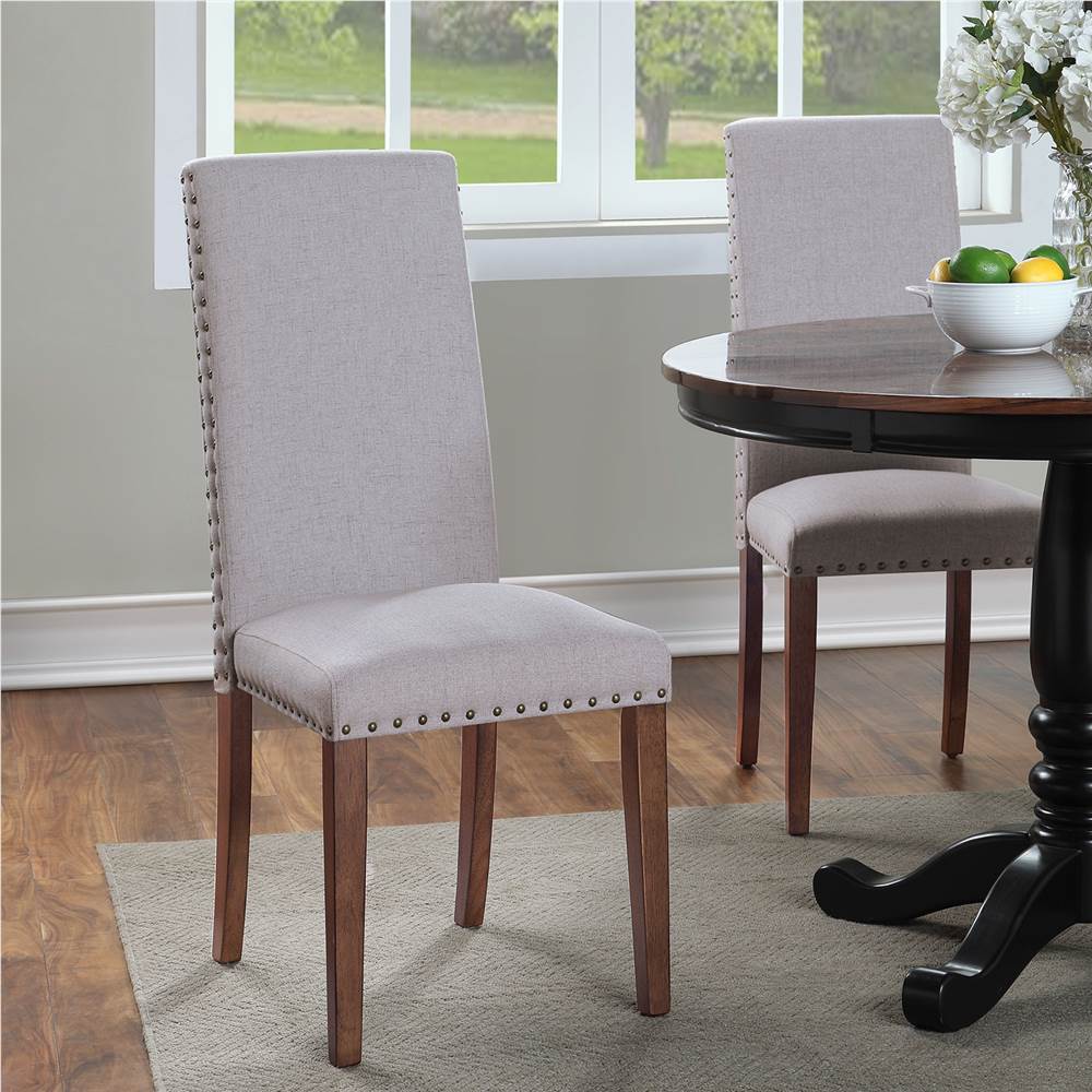 Orisfur Linen Upholstered Chair Set of 2, with Copper Nails and Solid Wood Legs for Dining Room, Living Room, Bedroom, Office - Gray Orisfur Linen Upholstered Chair Set Of 2, With Copper Nails And Solid Wood Legs For Dining Room, Living Room, Bedroom, Office - Gray -NEWTRAL Sales Shop Orisfur Upholstered Dining Chairs Dining Chairs Set of 2 Fabric Dining Chairs with Copper Nails and Solid Wood Legs 457399 4