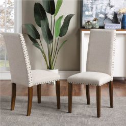 NEWTRAL Sales Shop -NEWTRAL Sales Shop Orisfur Upholstered Dining Chairs Dining Chairs Set of 2 Fabric Dining Chairs with Copper Nails and Solid Wood Legs 457400 1