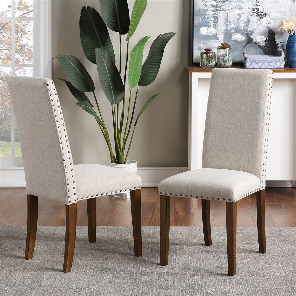 Orisfur Linen Upholstered Chair Set of 2, with Copper Nails and Solid Wood Legs for Dining Room, Living Room, Bedroom, Office - Beige Orisfur Linen Upholstered Chair Set Of 2, With Copper Nails And Solid Wood Legs For Dining Room, Living Room, Bedroom, Office - Beige -NEWTRAL Sales Shop Orisfur Upholstered Dining Chairs Dining Chairs Set of 2 Fabric Dining Chairs with Copper Nails and Solid Wood Legs 457400 1