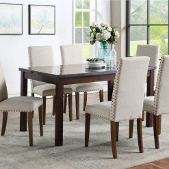 Orisfur Linen Upholstered Chair Set Of 2, With Copper Nails And Solid Wood Legs For Dining Room, Living Room, Bedroom, Office - Beige 3 Orisfur Linen Upholstered Chair Set Of 2, With Copper Nails And Solid Wood Legs For Dining Room, Living Room, Bedroom, Office - Beige -NEWTRAL Sales Shop Orisfur Upholstered Dining Chairs Dining Chairs Set of 2 Fabric Dining Chairs with Copper Nails and Solid Wood Legs 457400 3