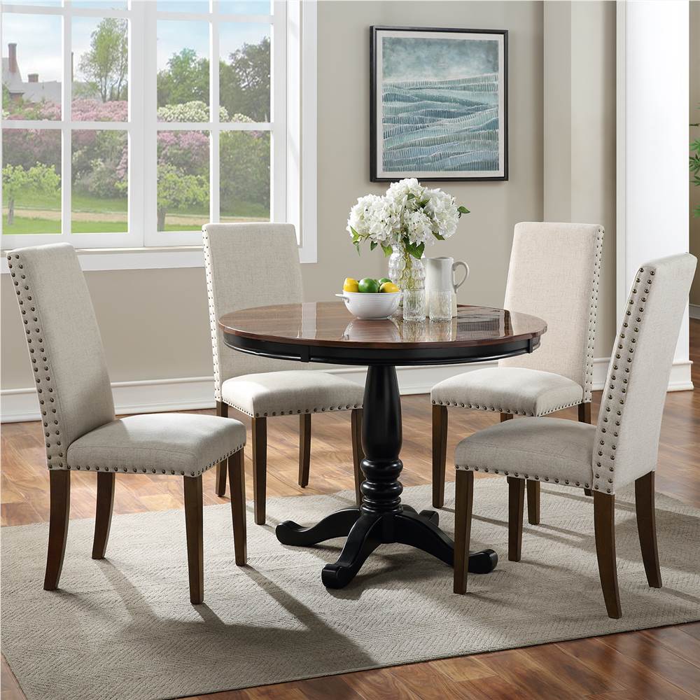 Orisfur Linen Upholstered Chair Set of 2, with Copper Nails and Solid Wood Legs for Dining Room, Living Room, Bedroom, Office - Beige Orisfur Linen Upholstered Chair Set Of 2, With Copper Nails And Solid Wood Legs For Dining Room, Living Room, Bedroom, Office - Beige -NEWTRAL Sales Shop Orisfur Upholstered Dining Chairs Dining Chairs Set of 2 Fabric Dining Chairs with Copper Nails and Solid Wood Legs 457400 4