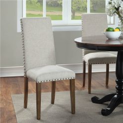 Orisfur Linen Upholstered Chair Set Of 2, With Copper Nails And Solid Wood Legs For Dining Room, Living Room, Bedroom, Office - Beige 5 Orisfur Linen Upholstered Chair Set Of 2, With Copper Nails And Solid Wood Legs For Dining Room, Living Room, Bedroom, Office - Beige -NEWTRAL Sales Shop Orisfur Upholstered Dining Chairs Dining Chairs Set of 2 Fabric Dining Chairs with Copper Nails and Solid Wood Legs 457400 5