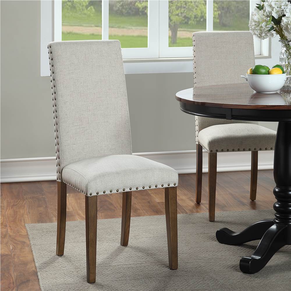 Orisfur Linen Upholstered Chair Set of 2, with Copper Nails and Solid Wood Legs for Dining Room, Living Room, Bedroom, Office - Beige Orisfur Linen Upholstered Chair Set Of 2, With Copper Nails And Solid Wood Legs For Dining Room, Living Room, Bedroom, Office - Beige -NEWTRAL Sales Shop Orisfur Upholstered Dining Chairs Dining Chairs Set of 2 Fabric Dining Chairs with Copper Nails and Solid Wood Legs 457400 5