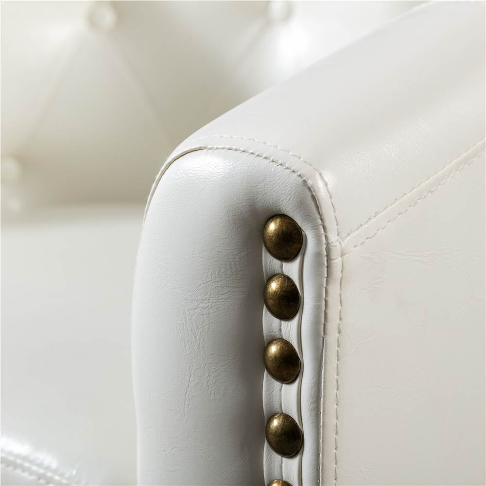 1-Seat PU Leather Sofa with Wooden Frame and Curved Backrest for Living Room, Bedroom, Office, Apartment - White 1-Seat PU Leather Sofa With Wooden Frame And Curved Backrest For Living Room, Bedroom, Office, Apartment - White -NEWTRAL Sales Shop PU Leather Tufted Barrel ChairTub Chair for Living Room Bedroom Club Chairs 458618 5