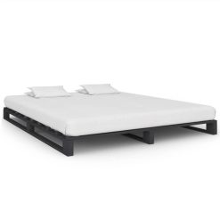 Pallet Bed Frame Grey Solid Pine Wood 200x200 Cm