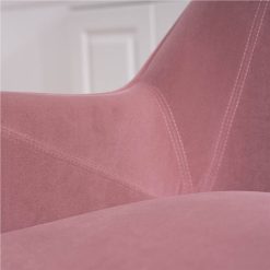 Velvet Upholstered Chair With Curved Backrest And Adjustable Metal Legs, For Living Room, Bedroom, Dining Room, Office - Pink -NEWTRAL Sales Shop Pink Velvet Armchair 7139 458809 1