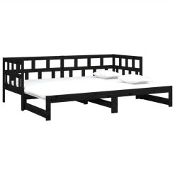 Pull-out Day Bed Black Solid Wood Pine 2x(90x190) Cm -NEWTRAL Sales Shop Pull out Day Bed Black Solid Wood Pine 2x 90x190 cm 514221 2