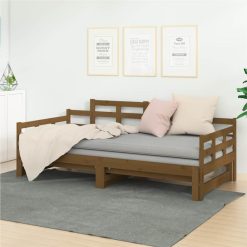 Pull-out Day Bed Honey Brown Solid Wood Pine 2x(80x200) Cm