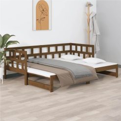 Pull-out Day Bed Honey Brown Solid Wood Pine 2x(90x190) Cm