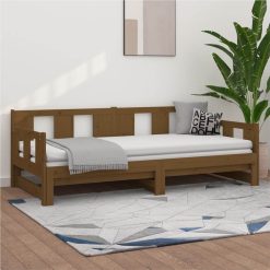 Pull-out Day Bed Honey Brown Solid Wood Pine 2x(90x200) Cm