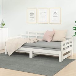 Pull-out Day Bed White Solid Wood Pine 2x(80x200) Cm