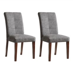 Linen Upholstered Dining Chair Set Of 2, With High Backrest, And Wood Legs, For Restaurant, Cafe, Tavern, Office, Living Room - Gray