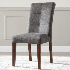Linen Upholstered Dining Chair Set Of 2, With High Backrest, And Wood Legs, For Restaurant, Cafe, Tavern, Office, Living Room - Gray -NEWTRAL Sales Shop SIDE CHAIR SET OF 2 DARK GRAY 471282 2