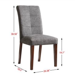 Linen Upholstered Dining Chair Set Of 2, With High Backrest, And Wood Legs, For Restaurant, Cafe, Tavern, Office, Living Room - Gray -NEWTRAL Sales Shop SIDE CHAIR SET OF 2 DARK GRAY 471282 5