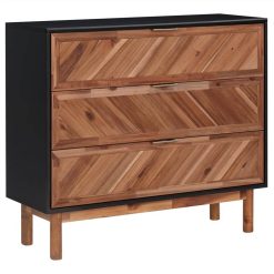 Sideboard 90x33.5x80 Cm Solid Acacia Wood And MDF