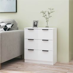 Sideboard High Gloss White 60x30x70 Cm Engineered Wood