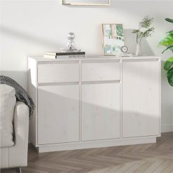 Sideboard White 110x34x75 Cm Solid Wood Pine
