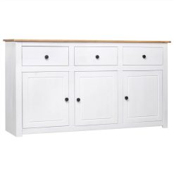 Sideboard White 135x40x80 Cm Solid Pinewood Panama Range