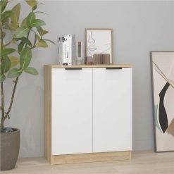 Sideboard White&Sonoma Oak 60x30x70 Cm Engineered Wood