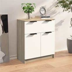 Sideboard White And Sonoma Oak 60x30x70 Cm Engineered Wood -NEWTRAL Sales Shop Sideboard White and Sonoma Oak 60x30x70 cm Engineered Wood 510573 2